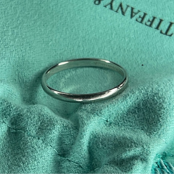 TIFFANY & Co Wedding Ring Elsa Peretti Stacking Band Ring Pt950 Size 7.5 and 5.5 - Picture 14 of 16